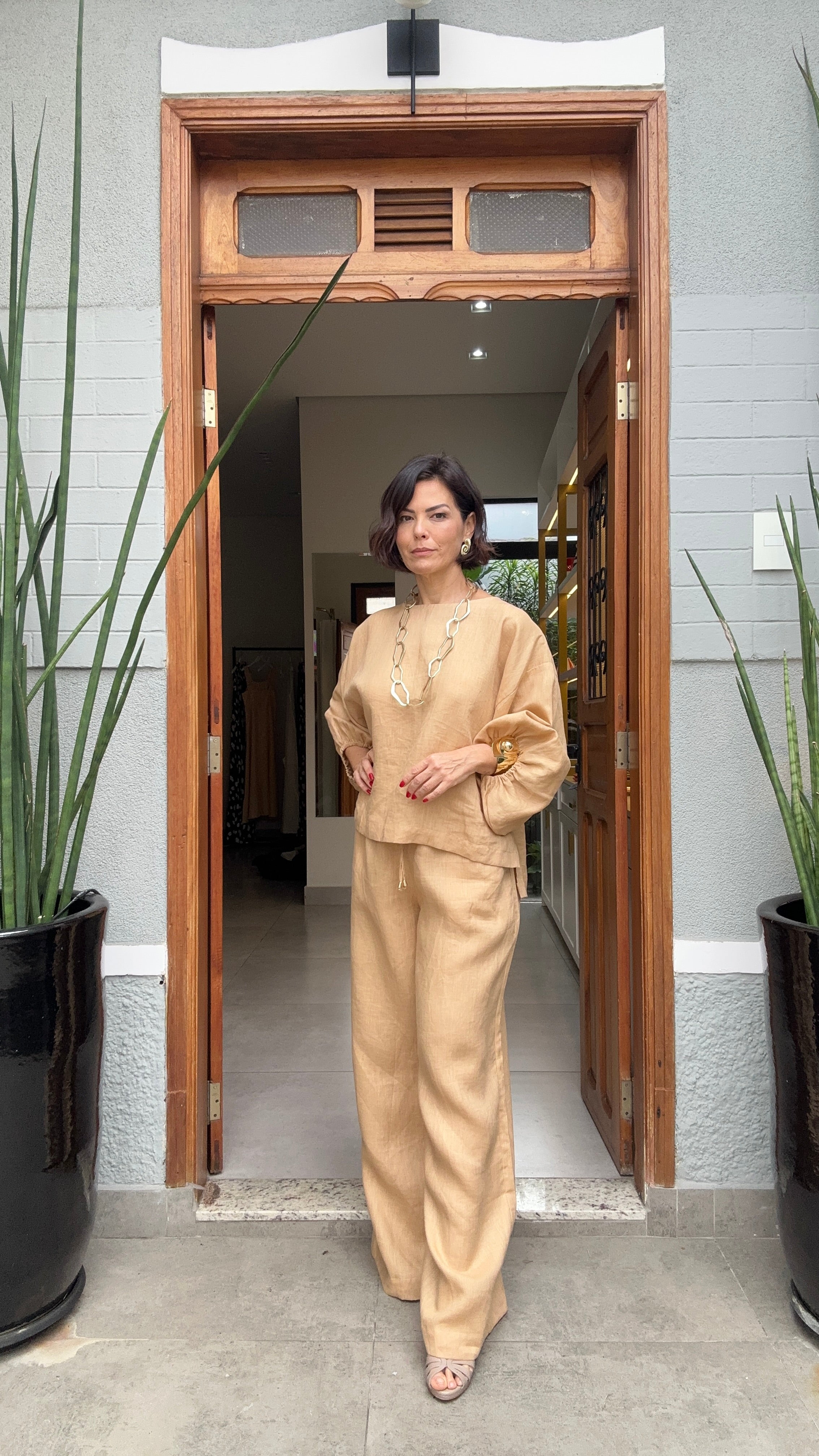 Conjunto Biella em Linho Puro — Detalhe do Tecido | EZILDINHA