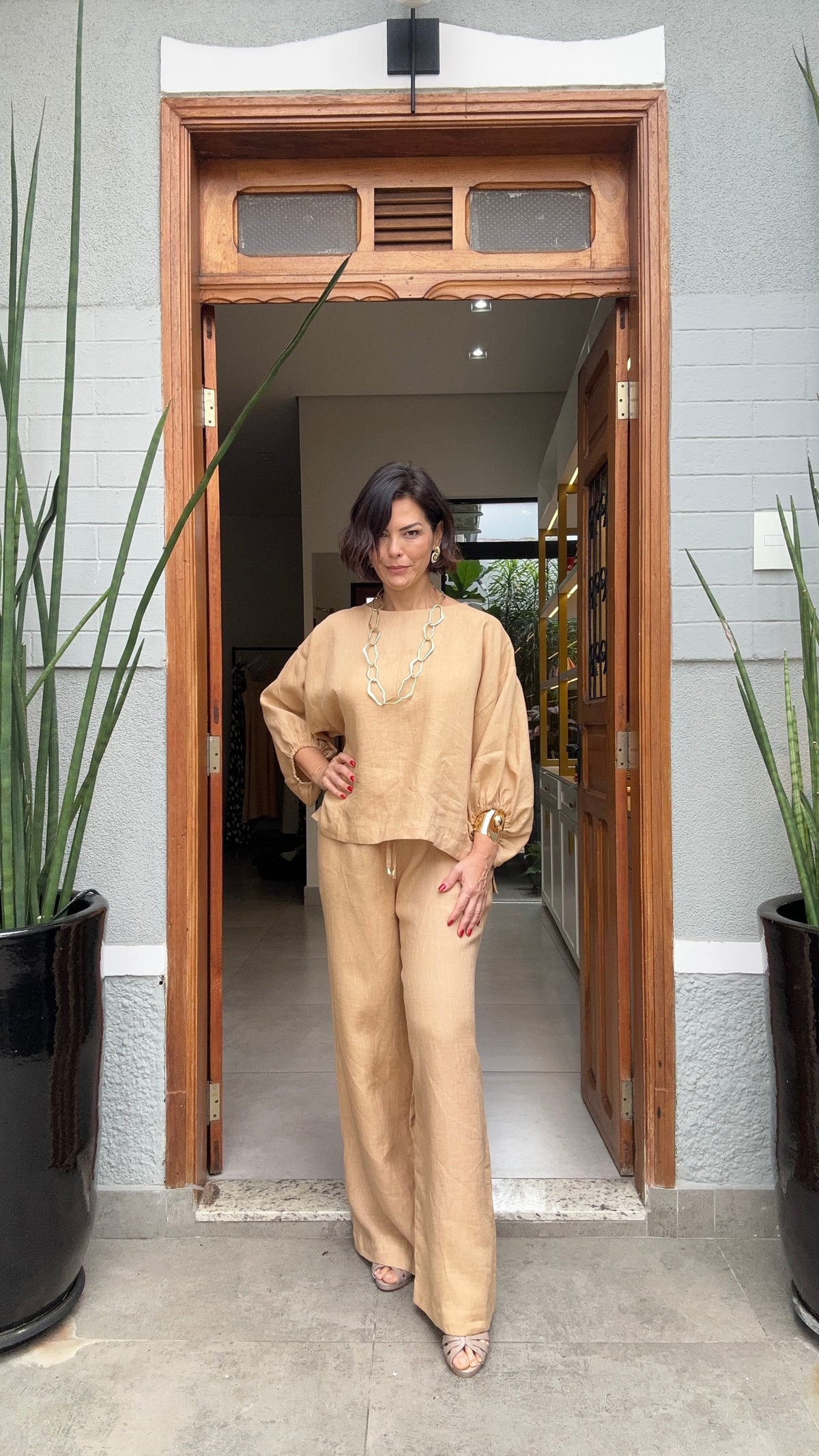 Conjunto Biella em Linho Puro — Vista Frontal | EZILDINHA