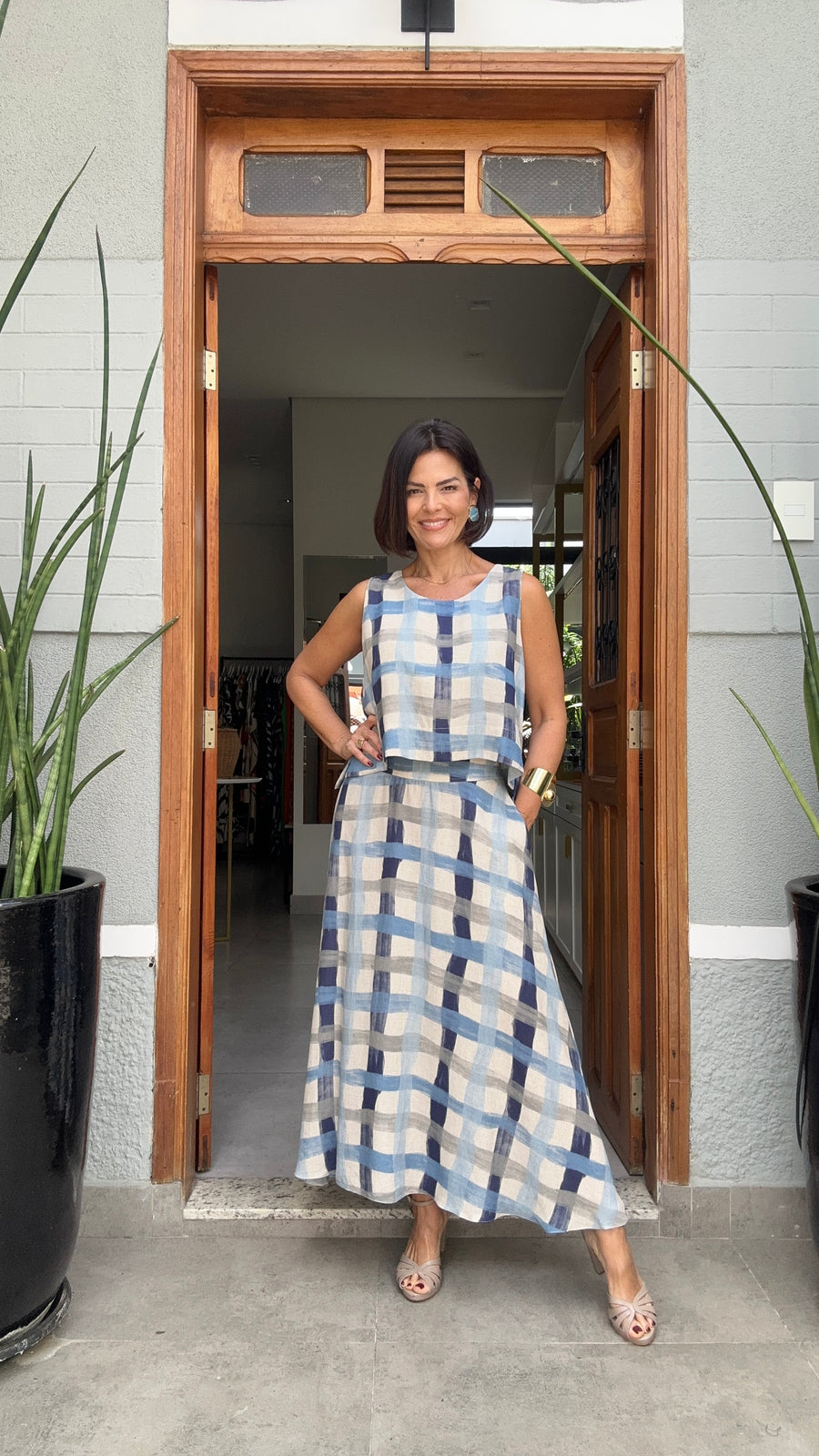 Conjunto de Saia Madras EZILDINHA