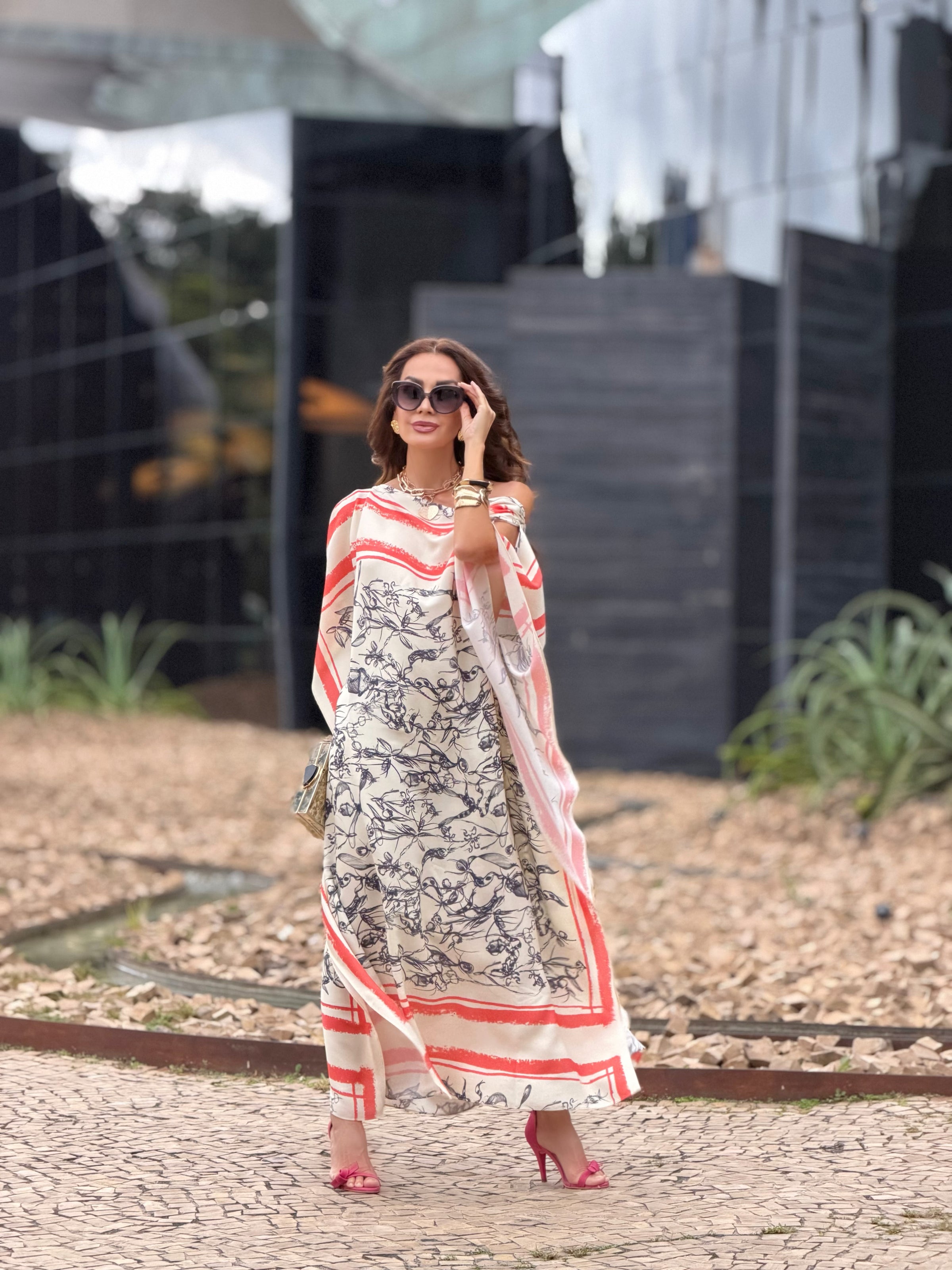 VESTIDO KAFTAN TAHITI — Detalhe do Tecido | EZILDINHA