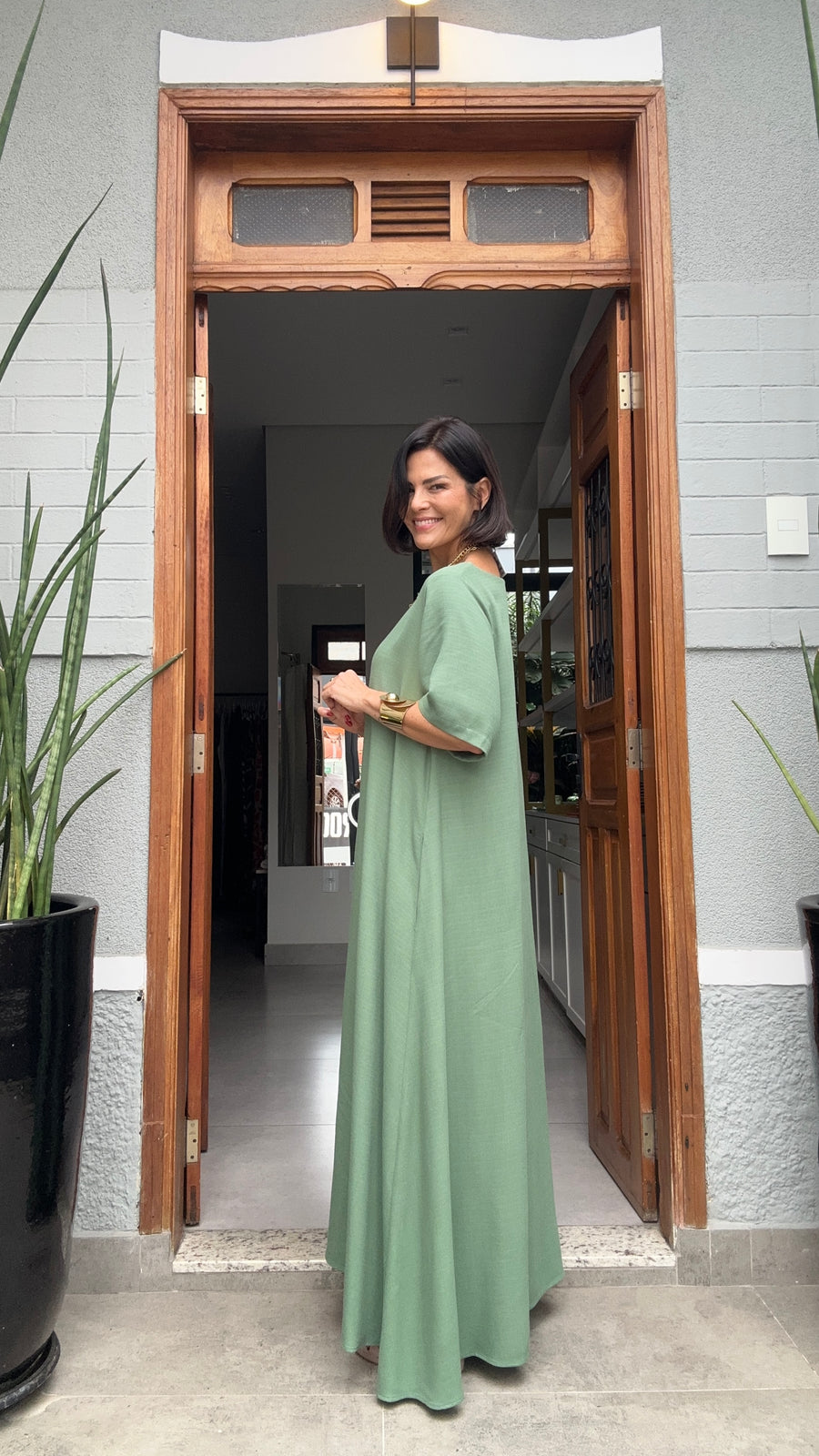 Vestido Granada Chá Verde EZILDINHA