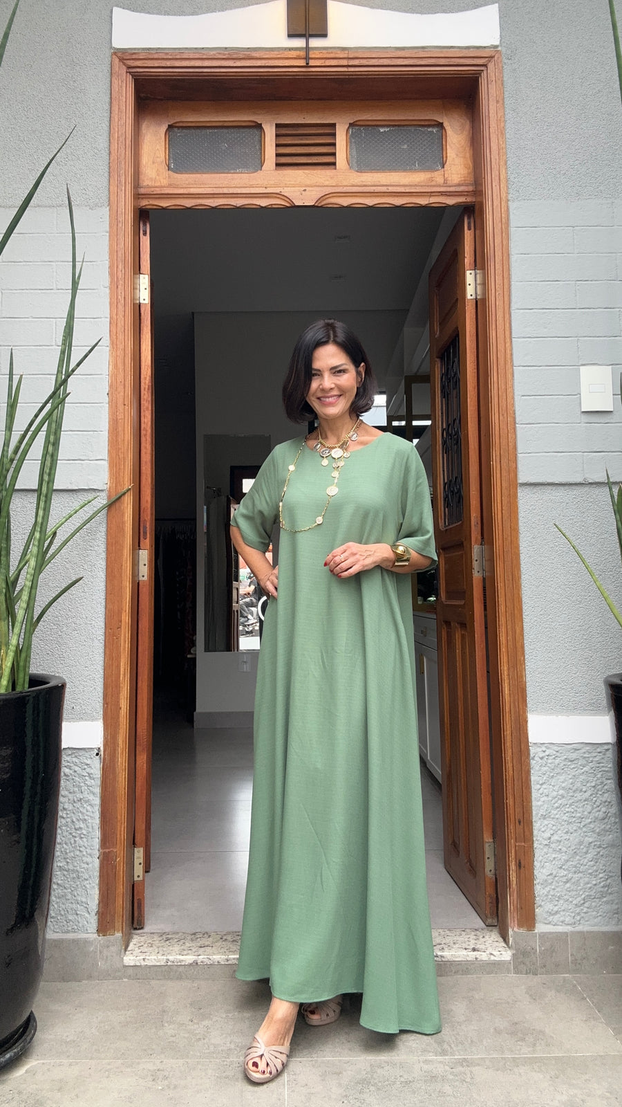 Vestido Granada Chá Verde EZILDINHA