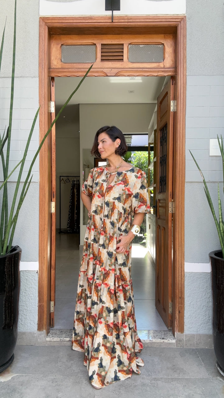 Vestido Camila Estampa Carmel — Vista Frontal | EZILDINHA