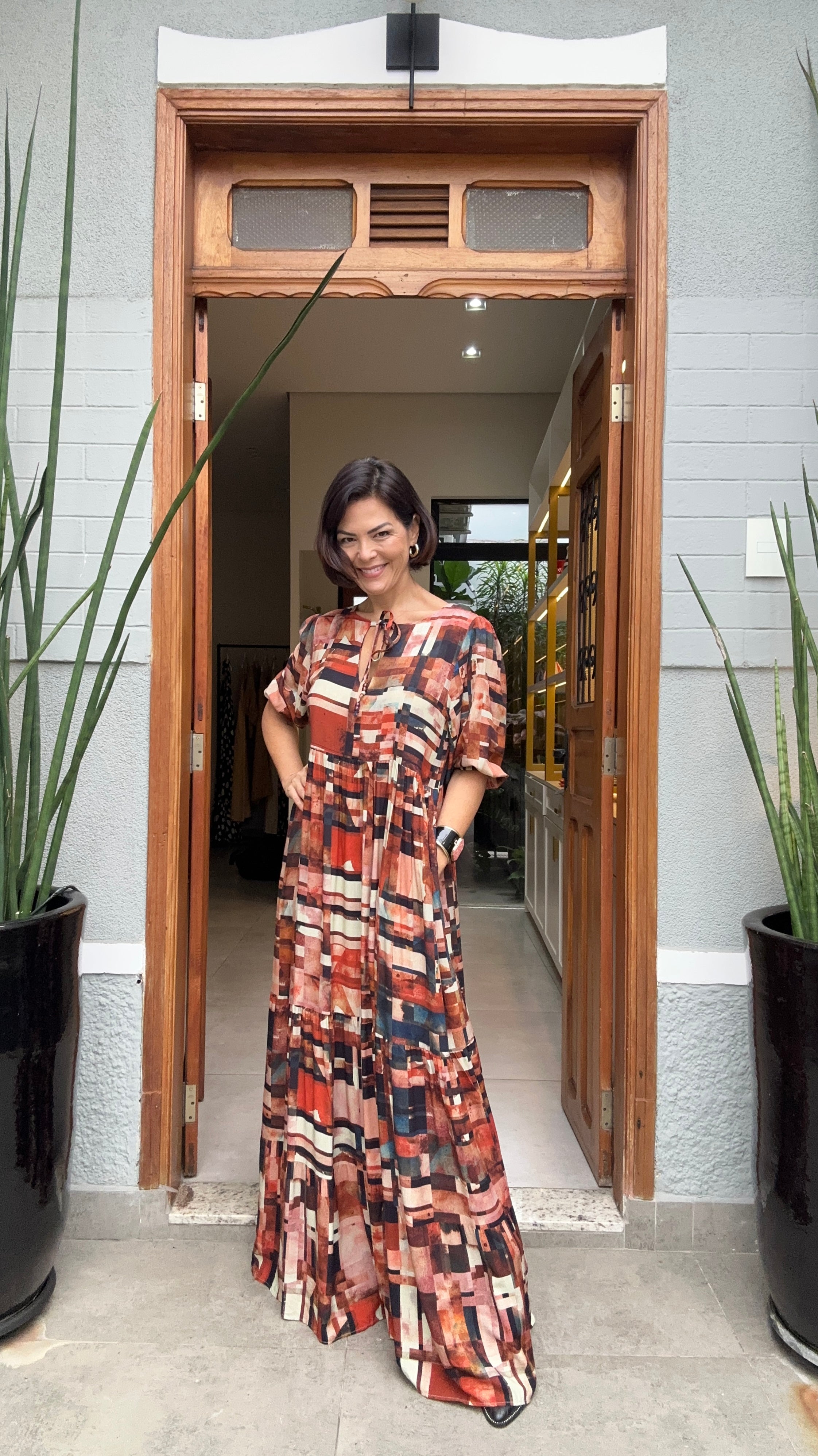 Vestido Camila Estampa Detroit — Look Completo | EZILDINHA