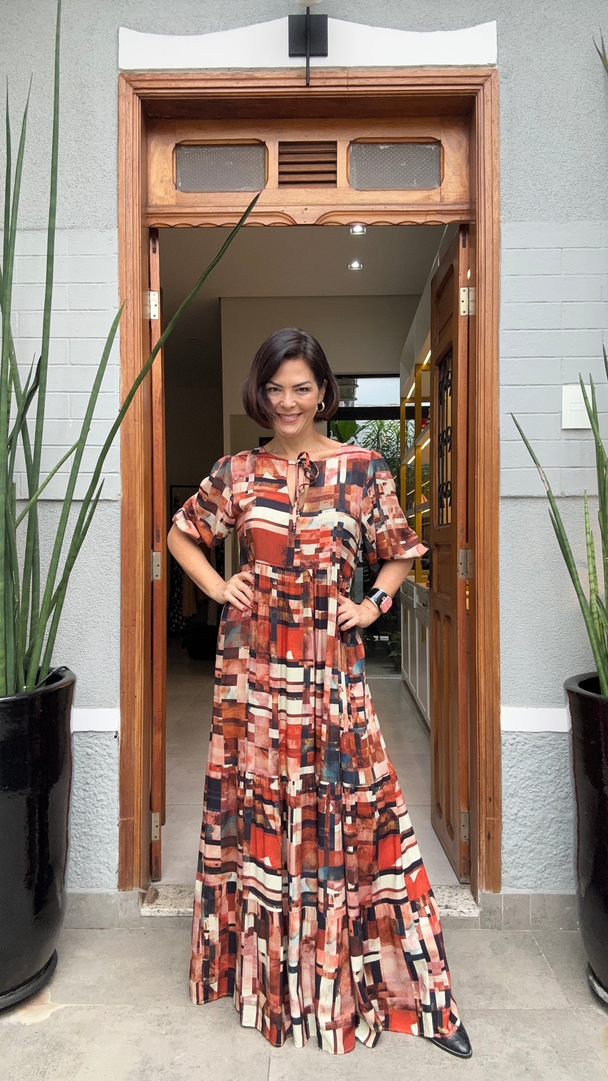 Vestido Camila Estampa Detroit — Vista Frontal | EZILDINHA