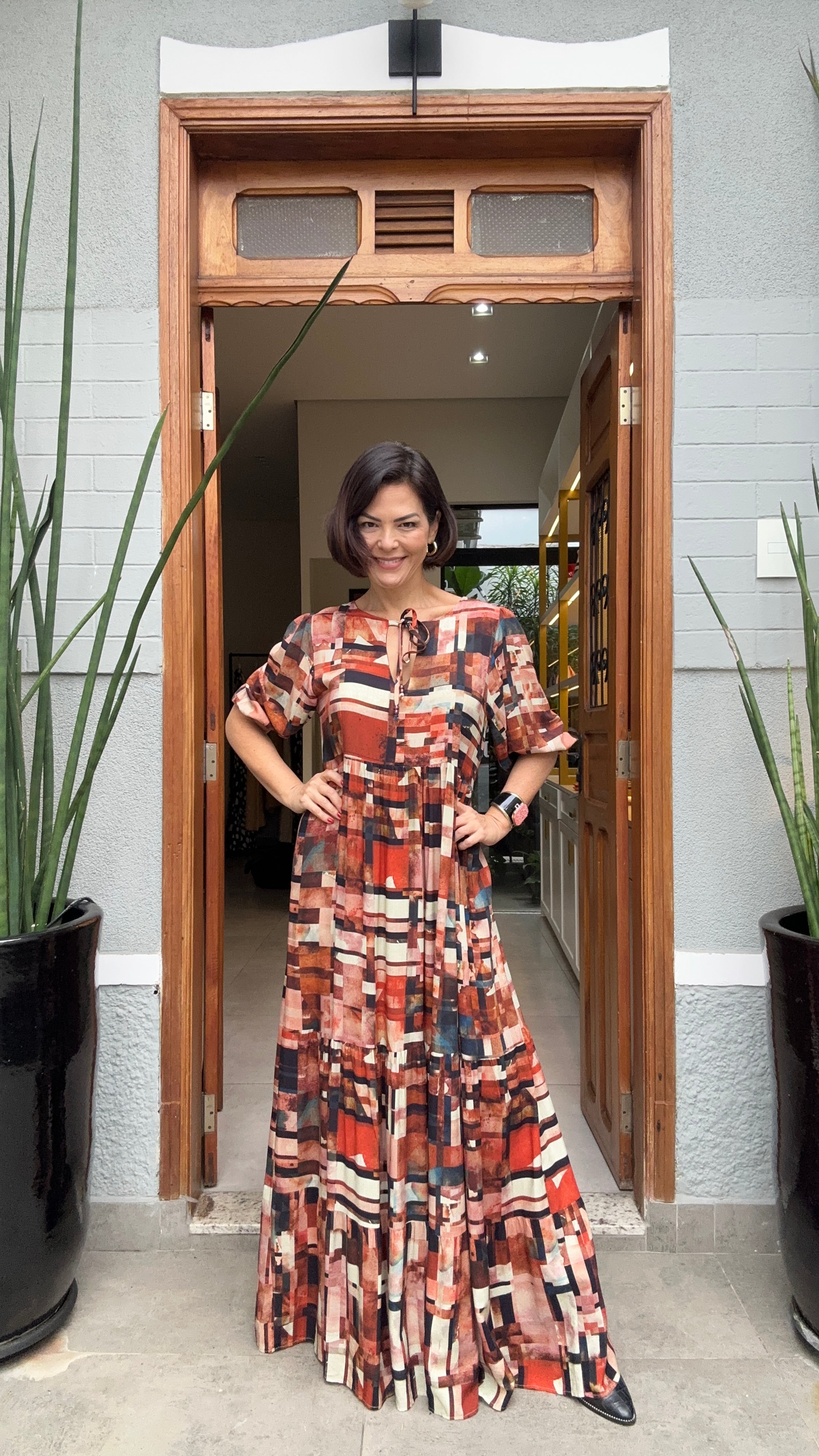 Vestido Camila Estampa Detroit — Vista Frontal | EZILDINHA