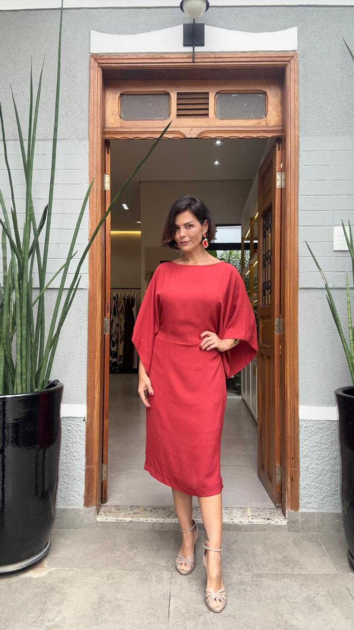 Vestido Midi em Seda Pura EZILDINHA