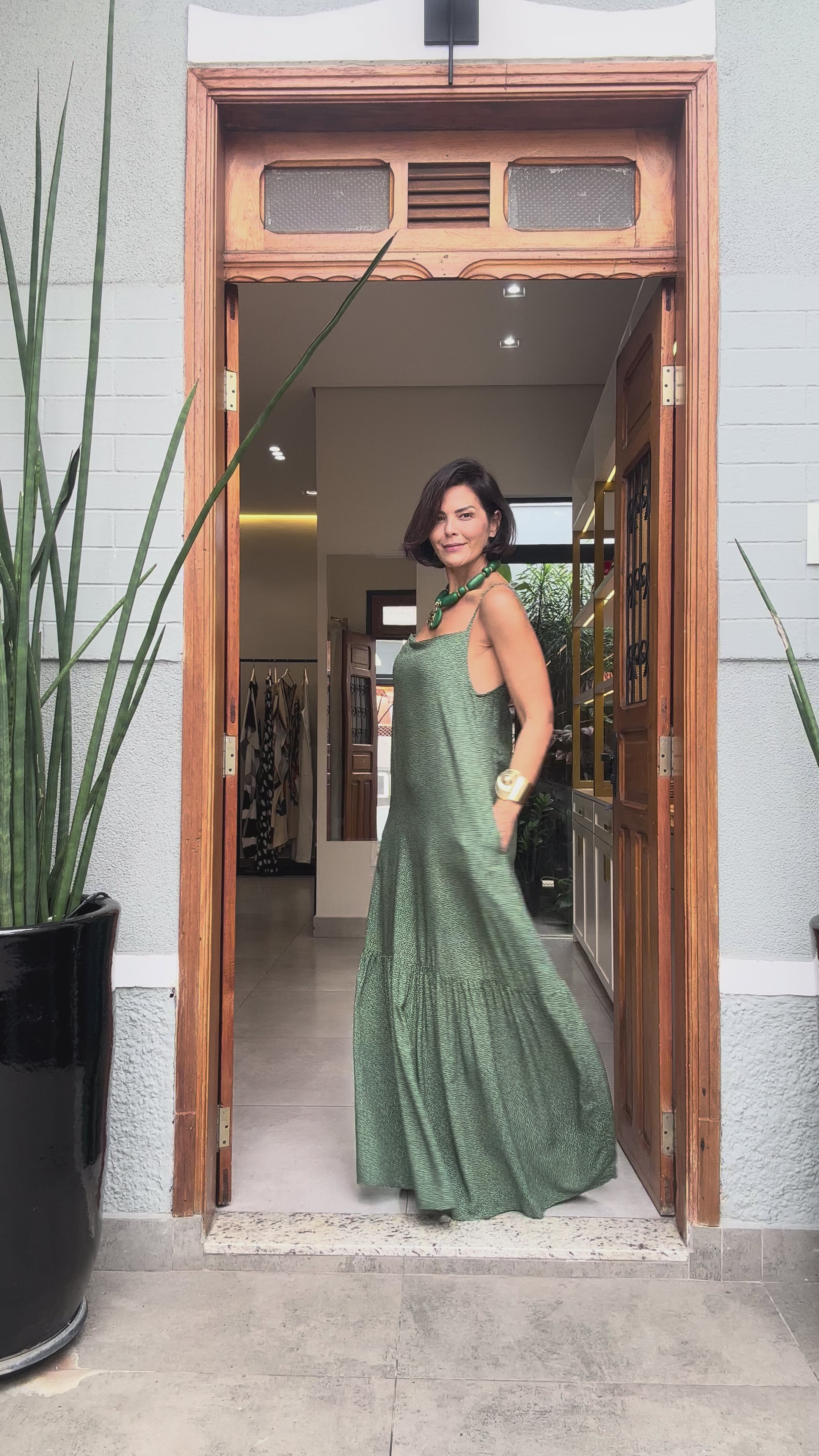 Vestido Nairobi Poá Green EZILDINHA.