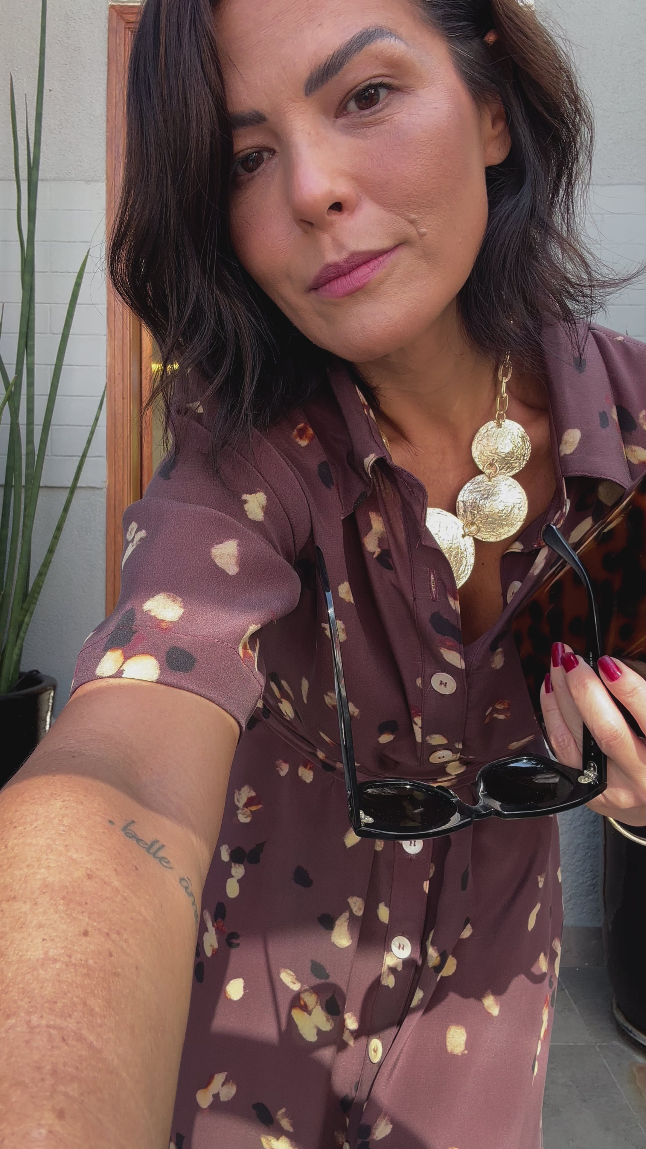 Vestido Chemisier Seda Pura Uva EZILDINHA