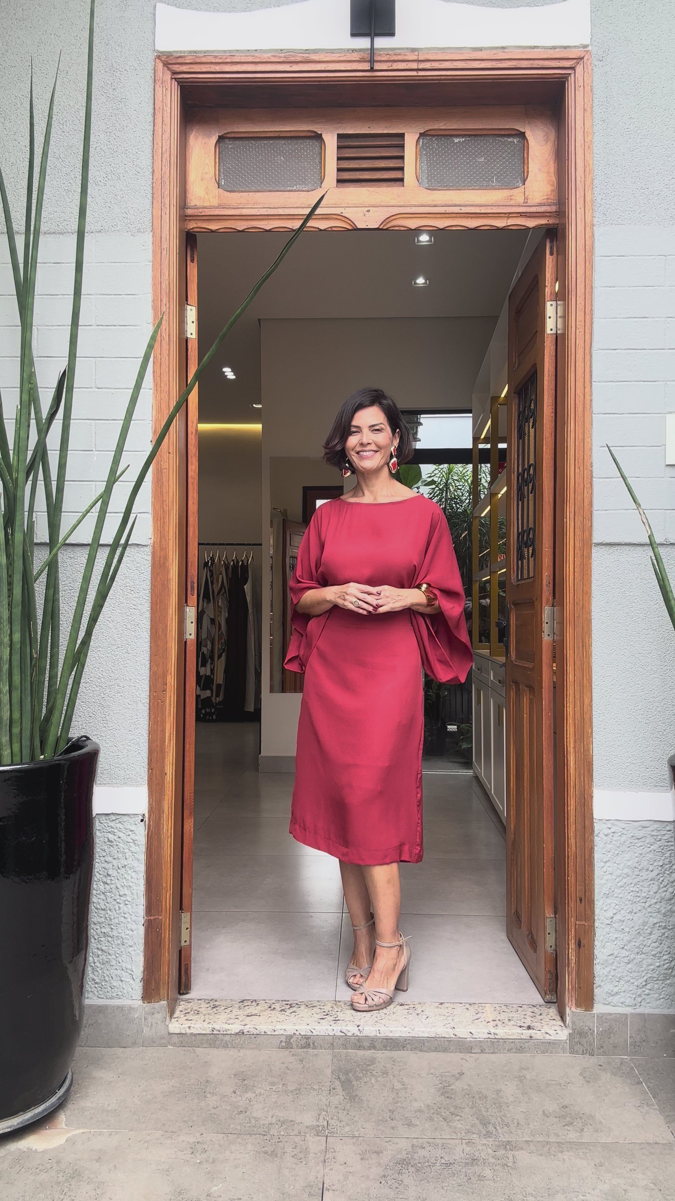 Vestido Midi em Seda Pura EZILDINHA