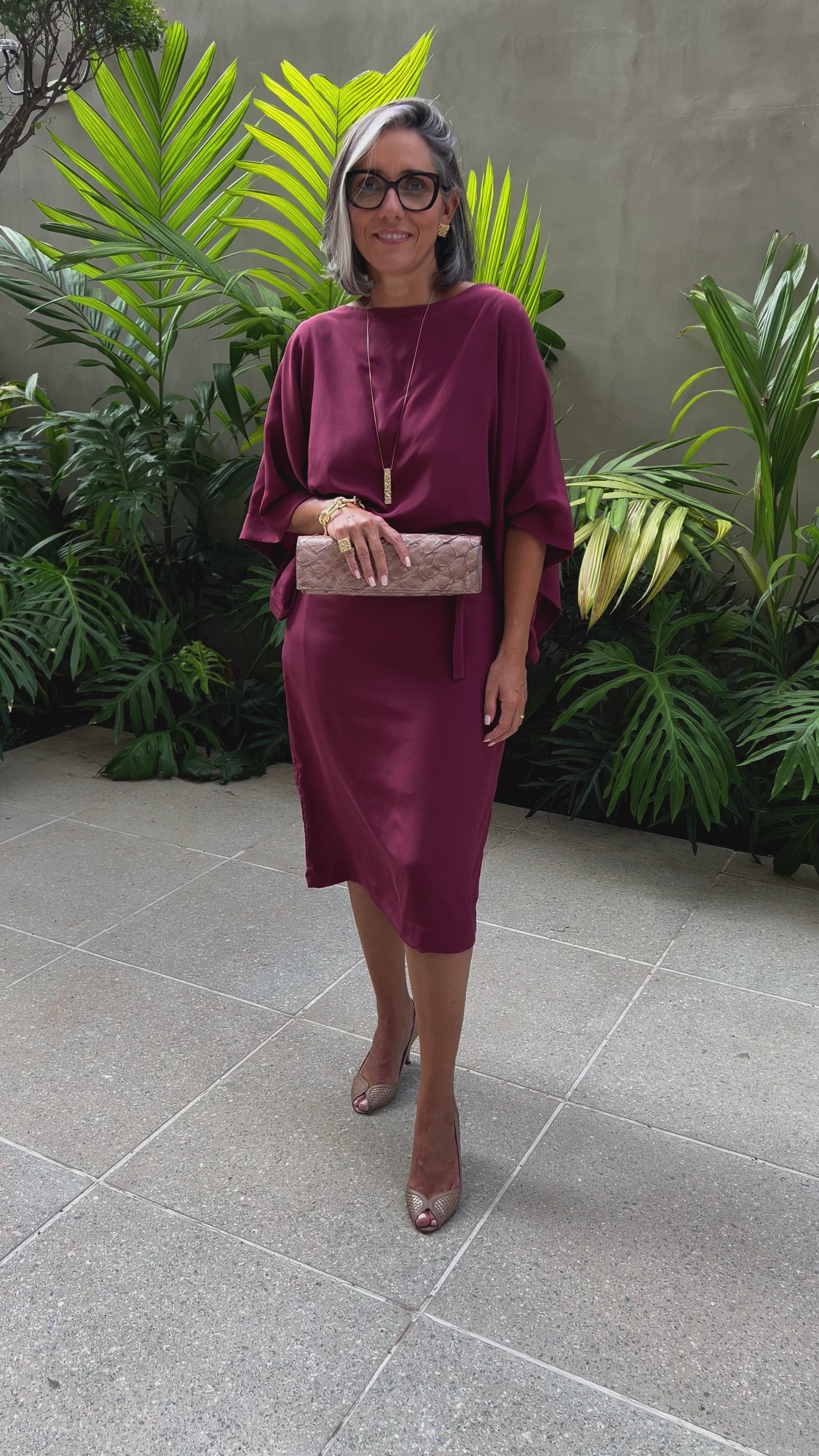 Vestido Midi em Seda Pura EZILDINHA