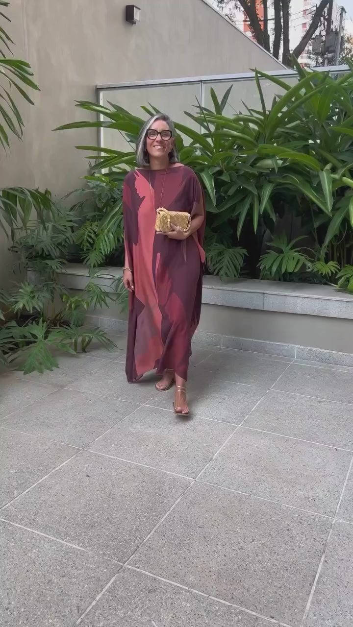 Vestido Midi em Seda Pura EZILDINHA